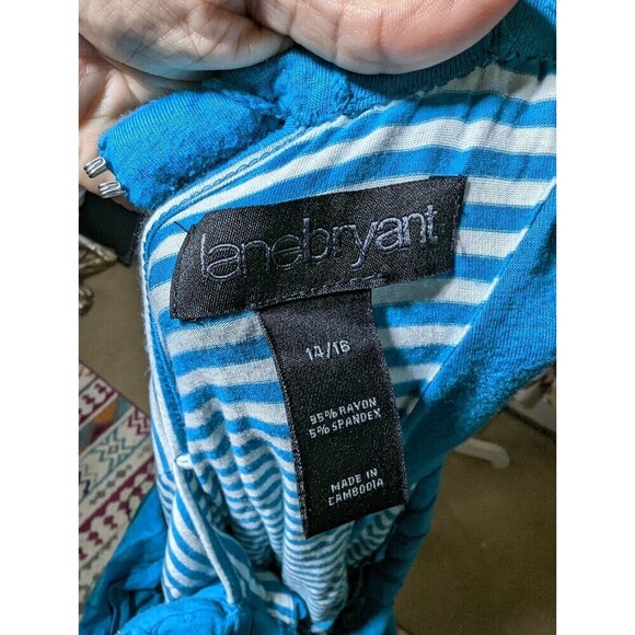 Lane Bryant 14/16 Blue White Strapless Mini Dress - Picture 4 of 4